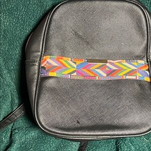 Black Backpack with Colorful Strap